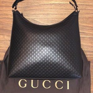 Micro GG Guccissima Black/449732 Leather Hobo Bag